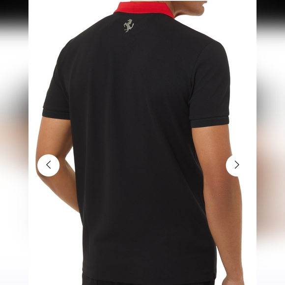 Ferrari Men's Organic Cotton Prancing Horse Polo Black & Red Size Medium NWT - Picture 3 of 17